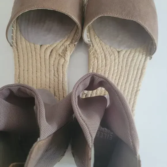Eileen Fisher Coy Leather Closed-Toe Espadrille Flat in Beige Pewter, Size 9.5 - Picture 7 of 12